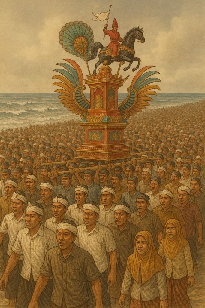 Ide gambar: Ribuan warga mengarak Tabuik ke laut.
